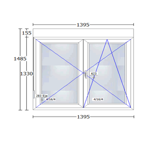 Ventana PVC CORTIZO 139,5 x 148,5 NUEVA
