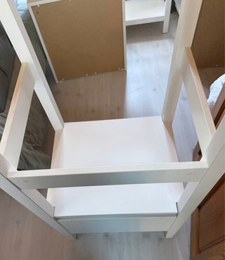 Mueble recibidor blanco y madera