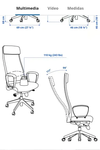Silla de trabajo Ikea MARKUS gris