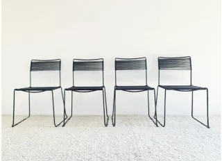 4 Sillas estilo Alias Spaghetti. Vintage, 70s.