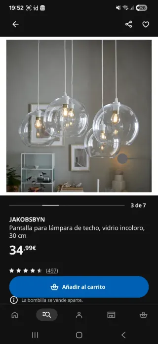 Lámparas globo cristal Ikea con barra y bombillas