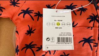 Chaqueta bebé Losan 9-12 meses naranja palmeras