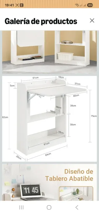 Mesa Escritorio Plegable Blanca