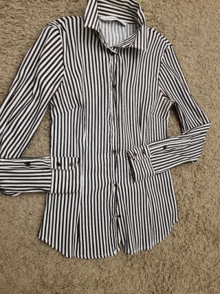 Camisa Zara Rayas Blancas y Negras Talla S