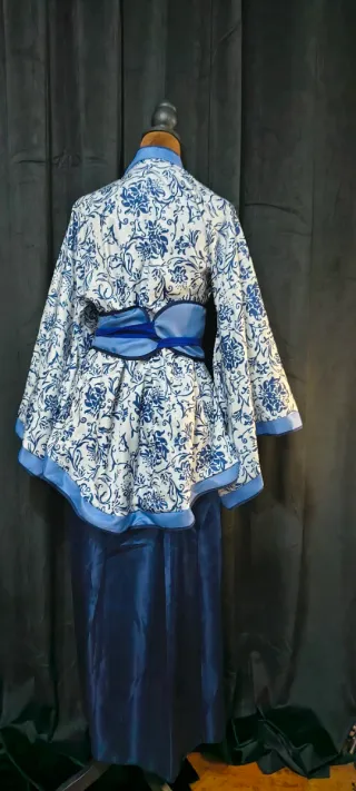 Traje Hanfu Chino Azul y Blanco