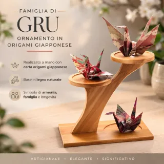 Gru Famiglia Origami Giapponese Ornamento