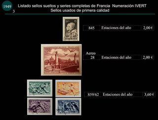 Sellos de Francia años 1949 y 1950 Usados
