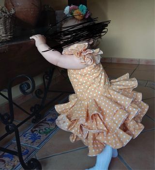 Traje Flamenca Niña Amarillo Lunares