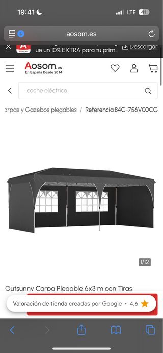 Carpa plegable 6x3m