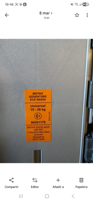 Silla Coche Britax Römer 15-36 kg