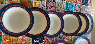 Platos Barça Porcelana Azul y Blanco