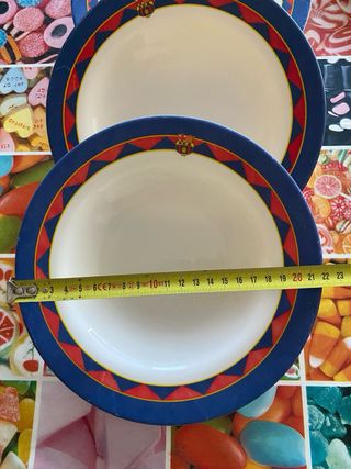 Platos Barça Porcelana Azul y Blanco