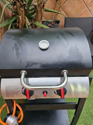 Barbacoa de gas negra con ruedas