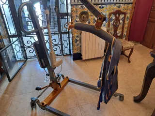 Grúa para impedidos, baterías en pleno uso.