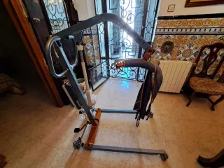 Grúa para impedidos, baterías en pleno uso.