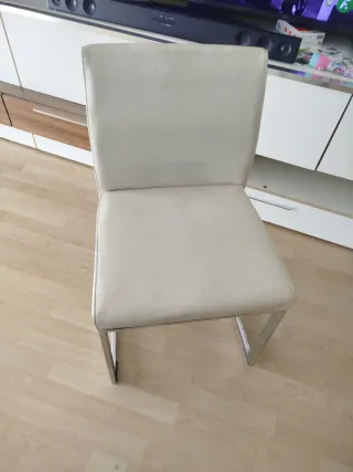 Pack 2 Sillas Comedor Beige Piel Sintética