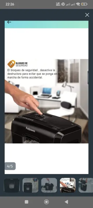 Destructora de papel Fellowes negra