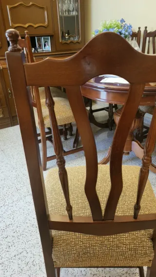 6 Sillas de Comedor Madera y Tela