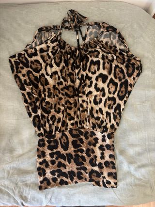 Camisa/Minivestido Estampado Leopardo Morgan