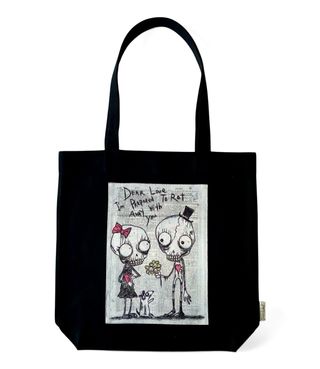 Bolso negro tote con ilustración original