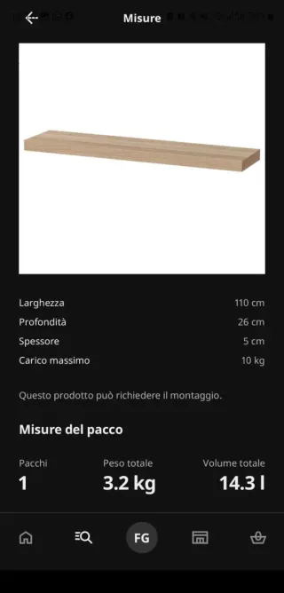 Mensola Lack legno rovere chiaro