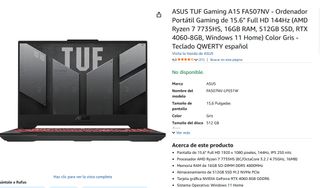 ASUS TUF Gaming A15 FA507NV RTX 4060 32GB DDR5.
