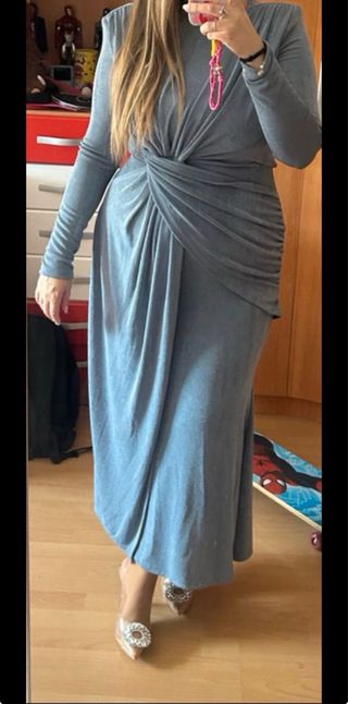 Vestido fiesta gris talla L (40)