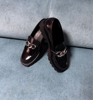 Mocasines C&A Mujer Talla 39 Negro/Plata