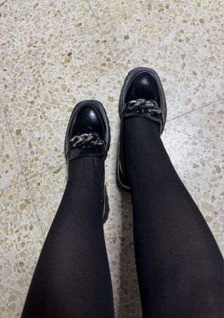 Mocasines C&A Mujer Talla 39 Negro/Plata