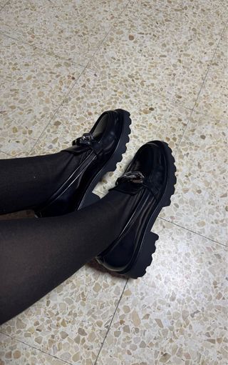 Mocasines C&A Mujer Talla 39 Negro/Plata