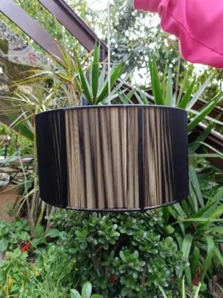 Lámpara de techo tela negra y beige