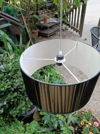 Lámpara de techo tela negra y beige