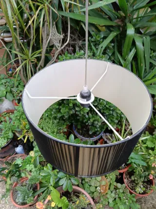 Lámpara de techo tela negra y beige