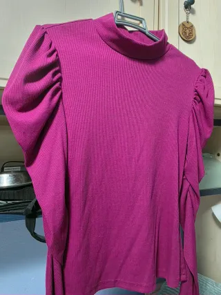 Camiseta rosa manga farol