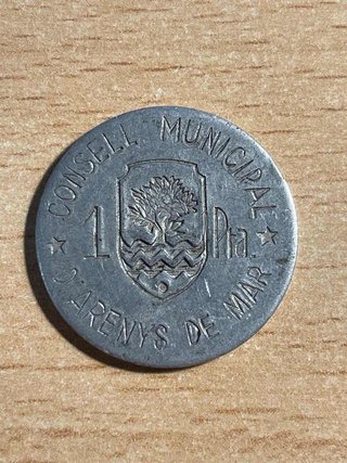 Peseta Arenys de Mar 1937 escasa. Guerra Civil
