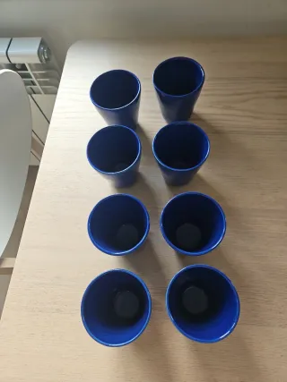 Vasos Ikea de cerámica azul (8 unidades)