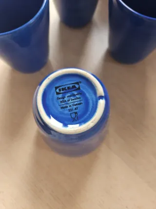 Vasos Ikea de cerámica azul (8 unidades)