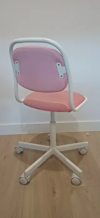 Silla de escritorio infantil rosa y blanca