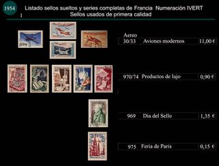 Sellos de Francia años 1953 y 54 Usados
