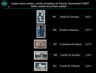 Sellos de Francia años 1953 y 54 Usados