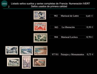 Sellos de Francia años 1953 y 54 Usados