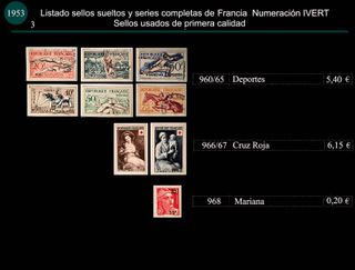 Sellos de Francia años 1953 y 54 Usados