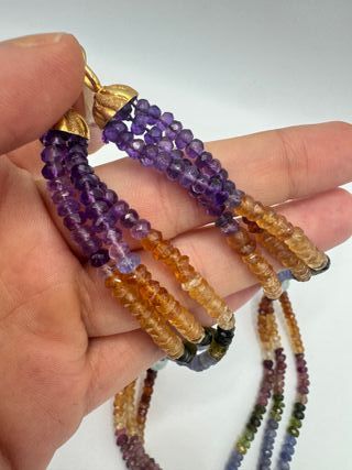 Collana Tormaline Acquamarina Zaffiri Oro Giallo