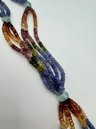 Collana Tormaline Acquamarina Zaffiri Oro Giallo