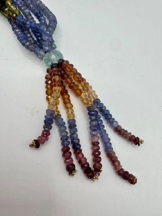 Collana Tormaline Acquamarina Zaffiri Oro Giallo