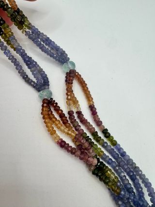 Collana Tormaline Acquamarina Zaffiri Oro Giallo