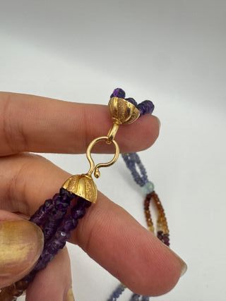 Collana Tormaline Acquamarina Zaffiri Oro Giallo