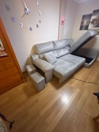 Sofá chaise longue gris tela antimanchas