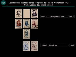 Sellos de Francia del año 1957 Usados