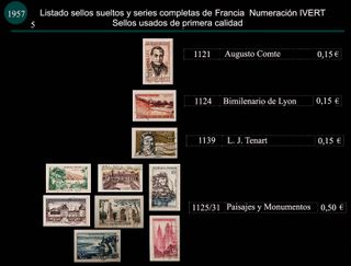 Sellos de Francia del año 1957 Usados